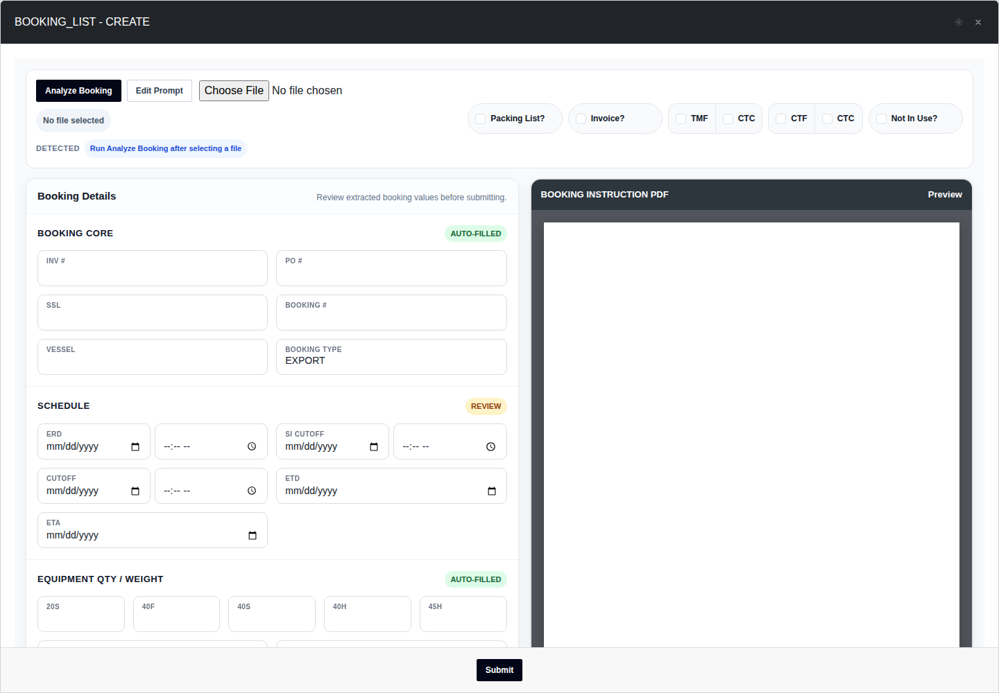 Booking · Create form