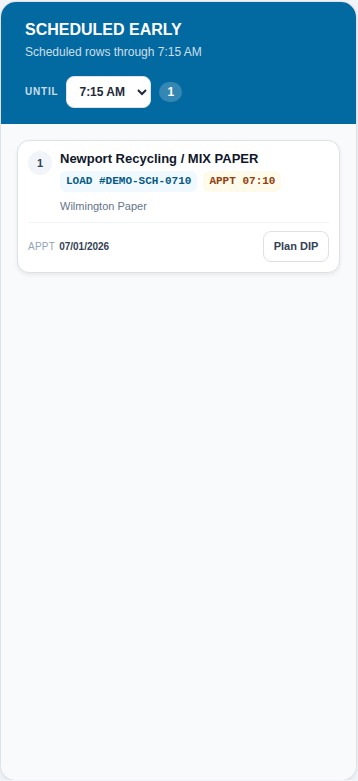 SCHEDULED EARLY