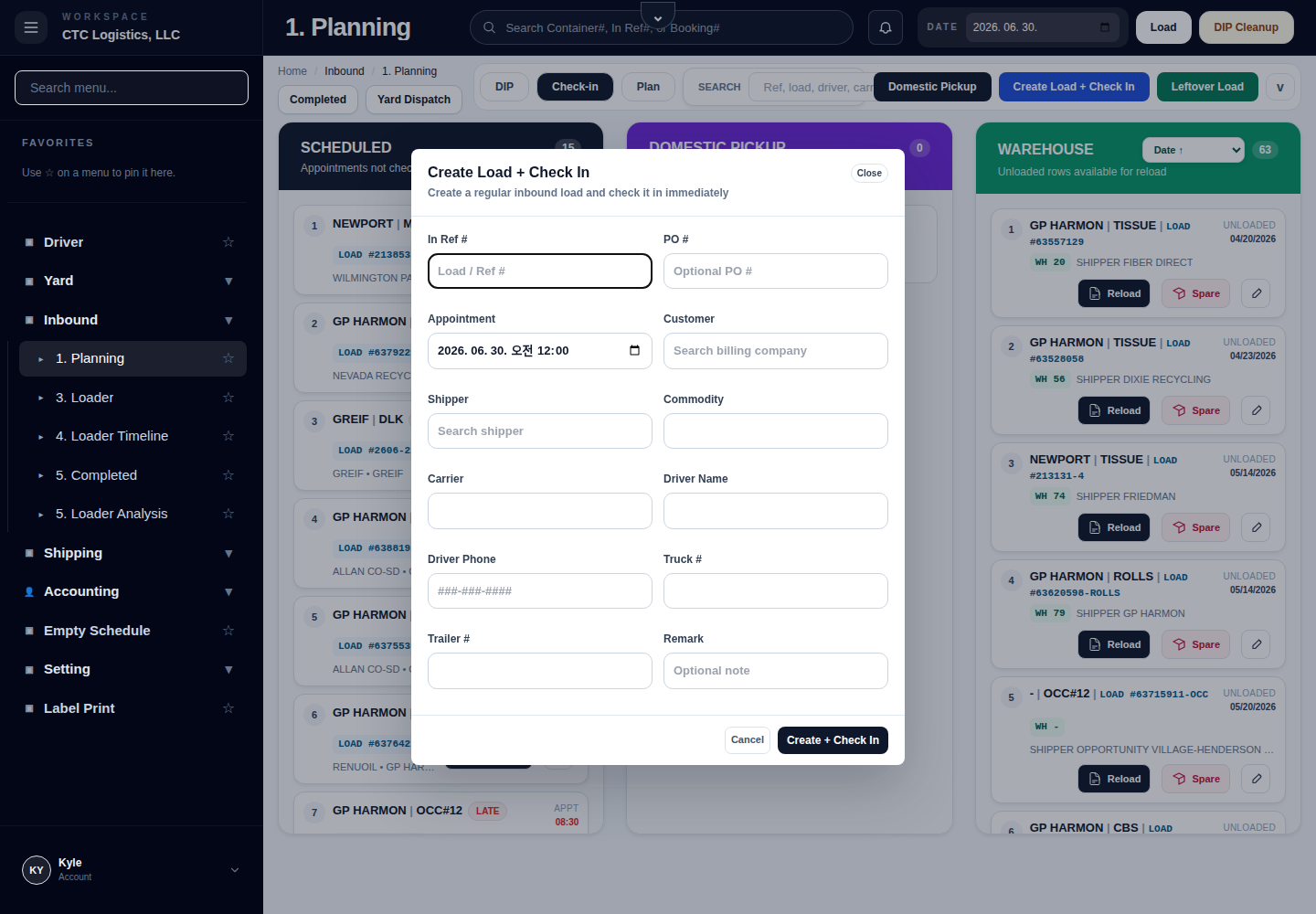 Create Load + Check In