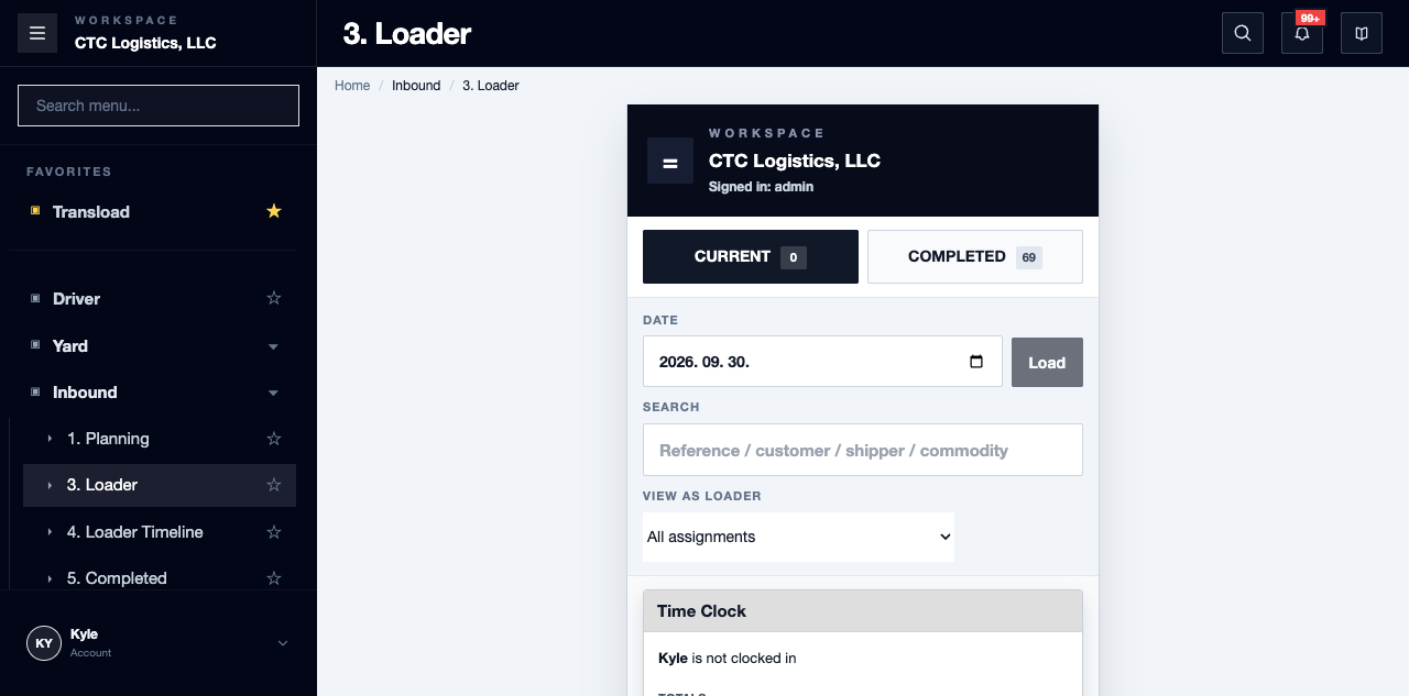 Loader, the Forklift Operator screen
