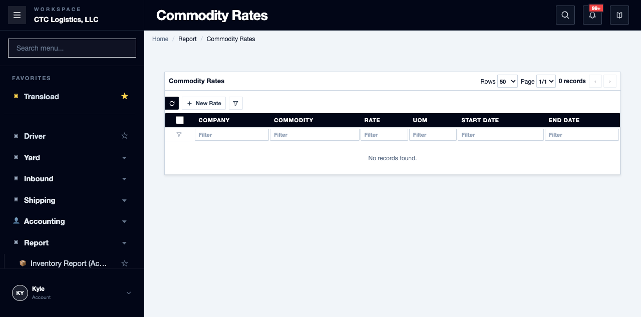 Commodity Rate, where packing rate corrections happen